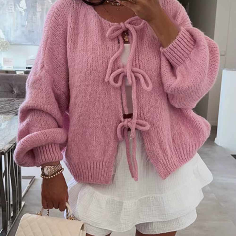 Levoire | Gilet En Tricot Douillet Avec Devant À Nœud Ludique Rosa