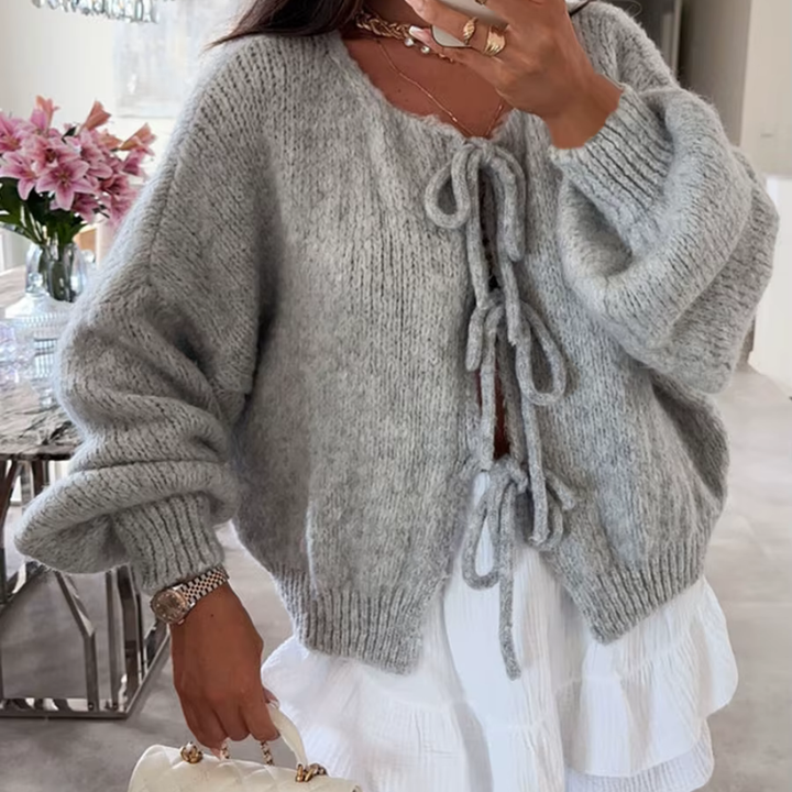 Levoire | Gilet En Tricot Douillet Avec Devant À Nœud Ludique Gris clair