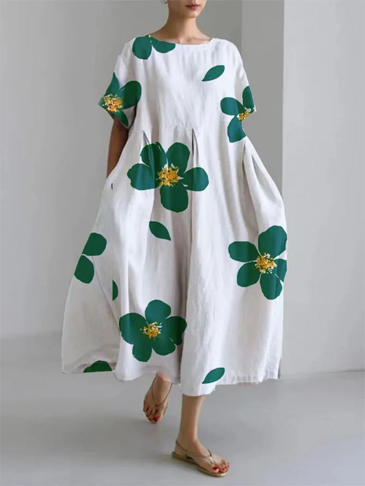 Levoire | Casual Floral Robe femme col rond Vert