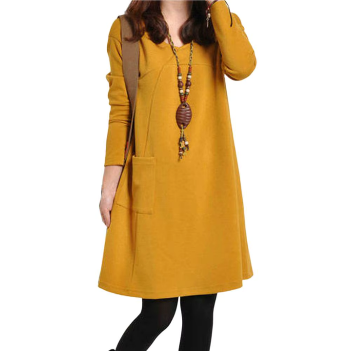 Levoire | Robe Surdimensionnée Minimaliste Avec Poche Jaune