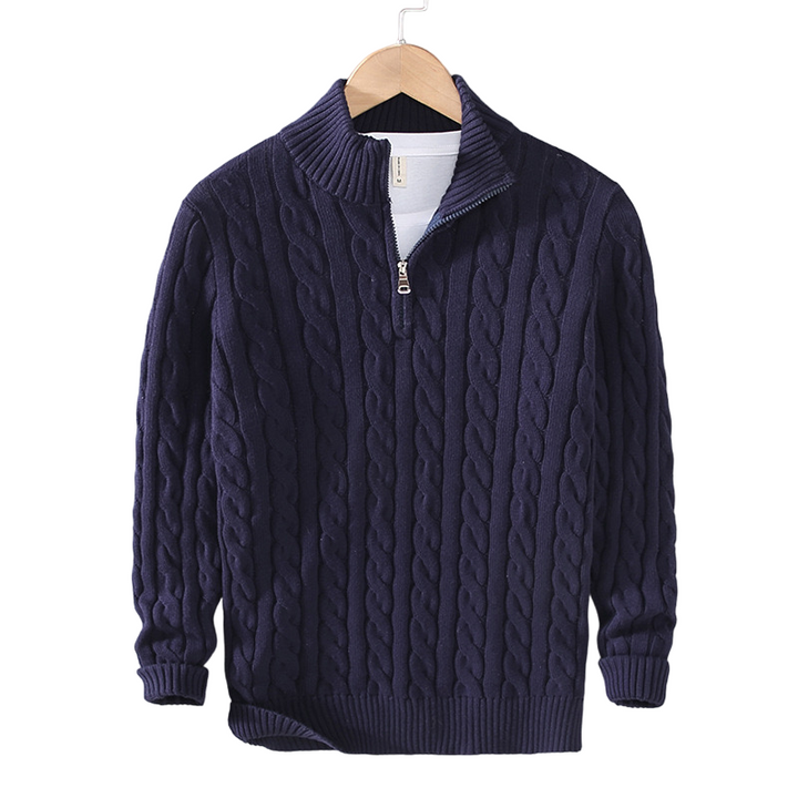 Levoire | Tricot Jersey Luxueux Avec Fermeture Éclair Moderne Bleu marine