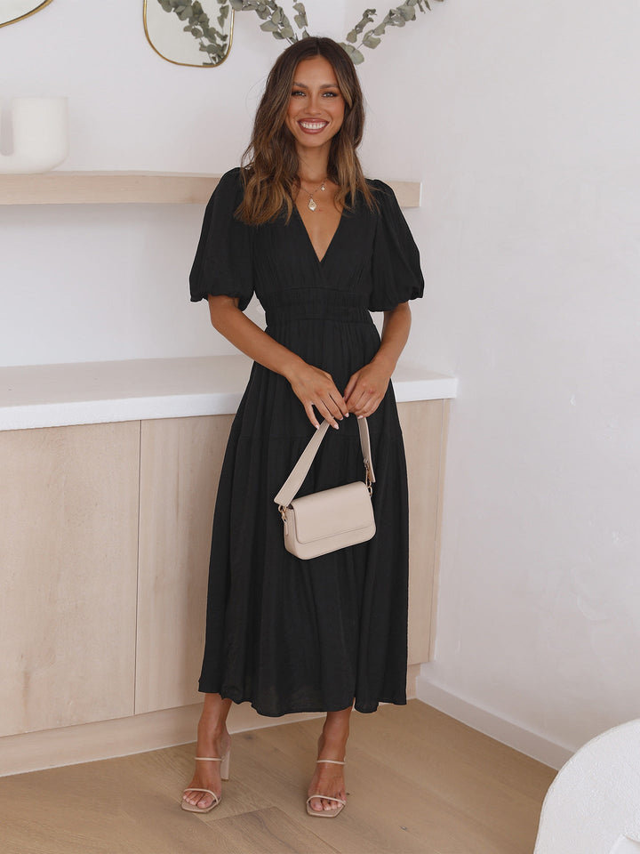 Levoire | Robe Avec Manches Ballon Noir