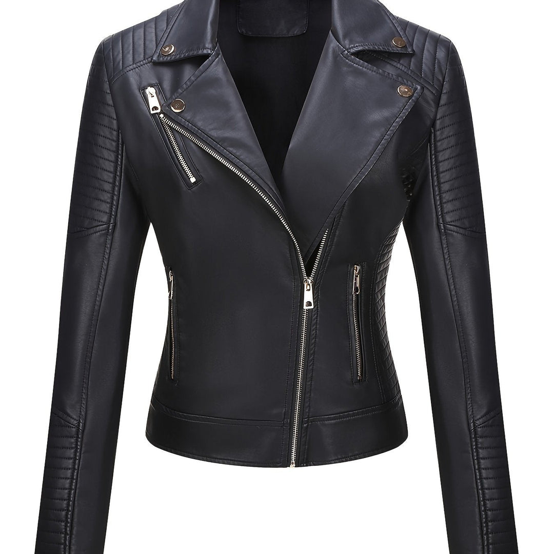 Levoire | Élégante Veste De Moto En Cuir Synthétique Avec Col Zippé