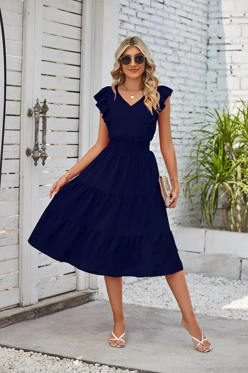 Levoire | Nouvelle robe à volants sans manches en V Merensininen