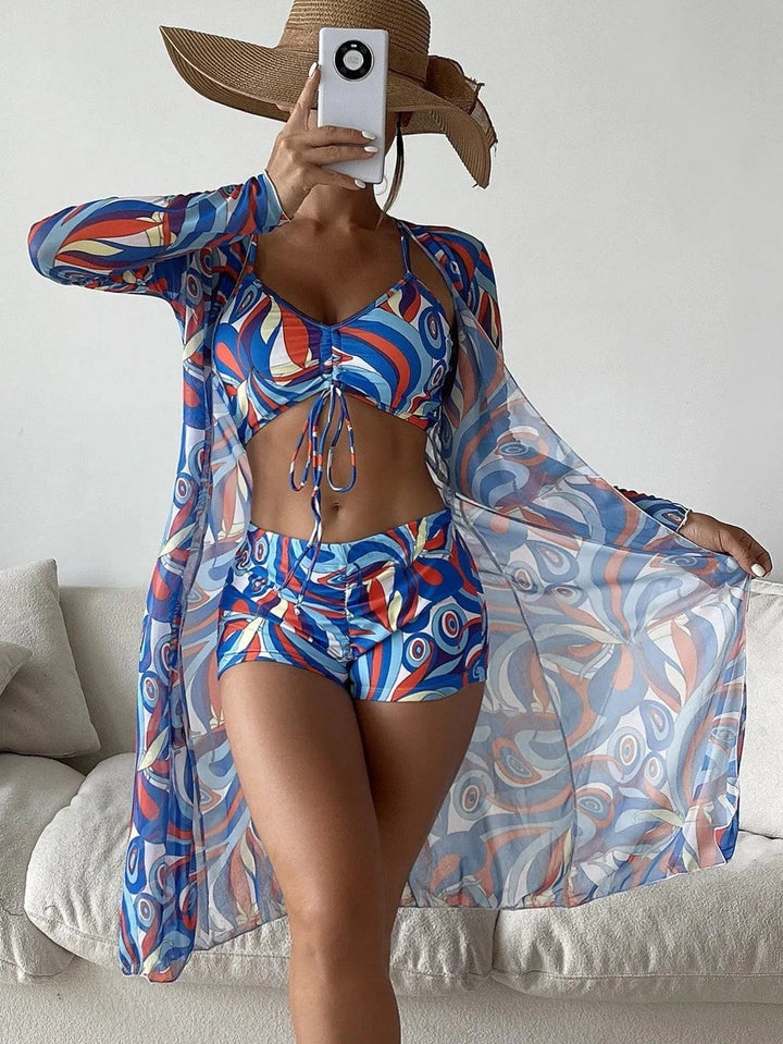 Levoire | Maillot de bain bikini trois pièces pour femmes Bleu foncé