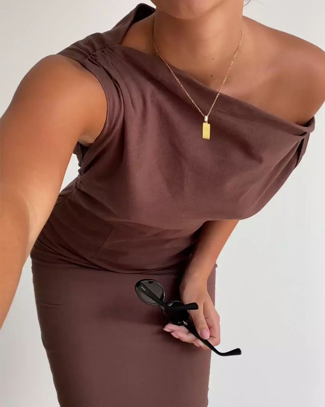 Levoire | Robe En Lin À Une Épaule Élégante