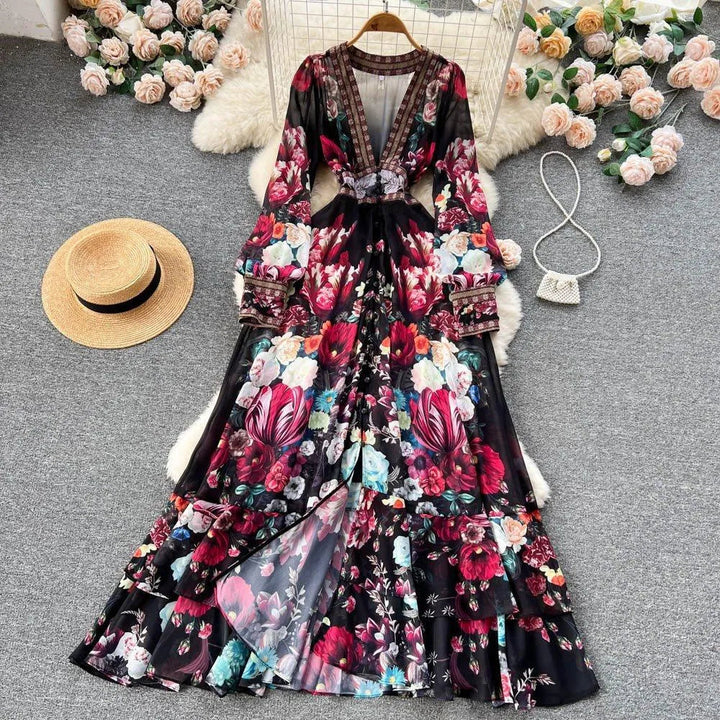 Levoire | Chiffon robe à ligne A Noir