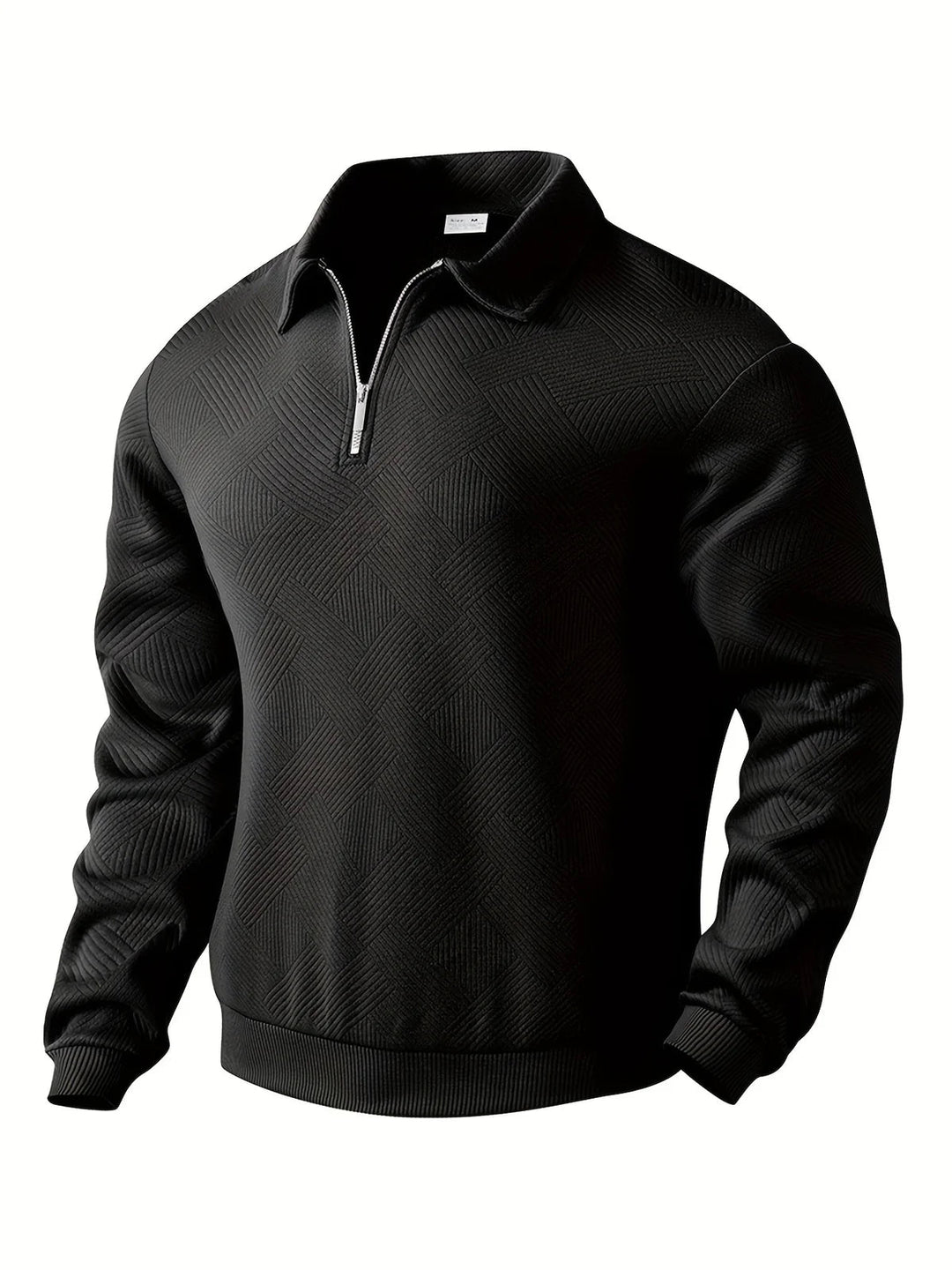 Levoire | Pull Confortable à Col Zippé à Manches Longues Noir