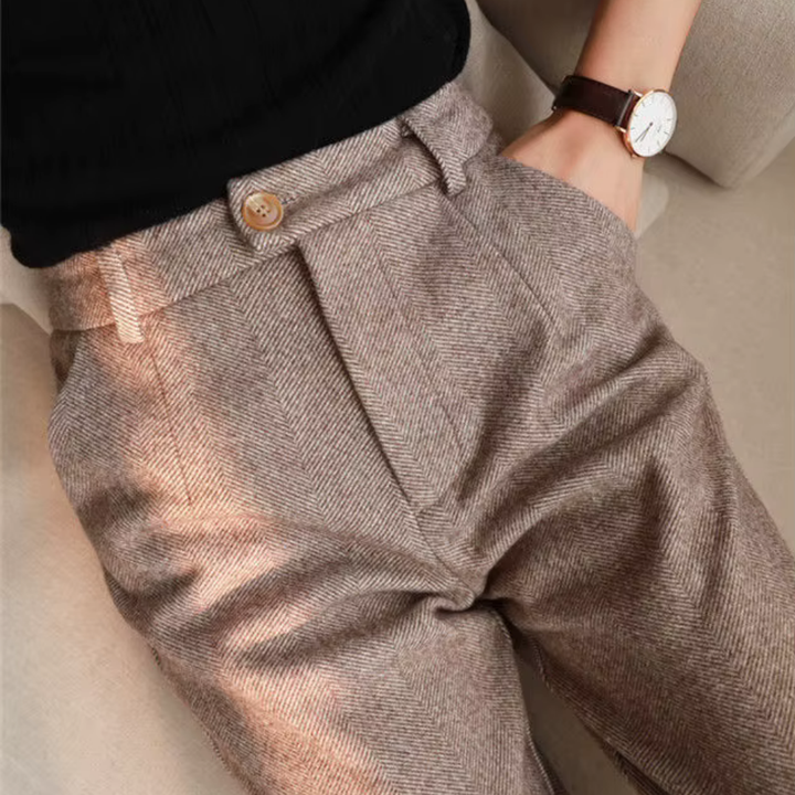 Levoire | Pantalon En Tissu De Haute Qualité Avec Motif En Chevrons Braun