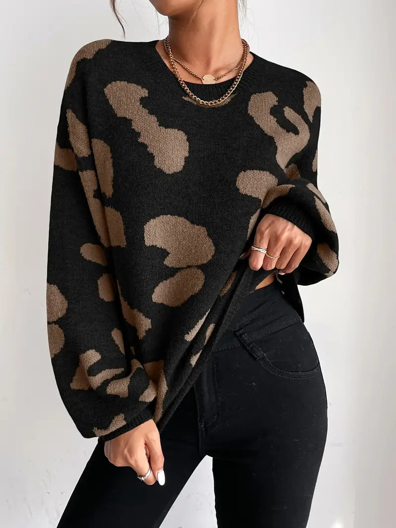 Levoire | Chemise à manches longues à motif léopard avec col rond