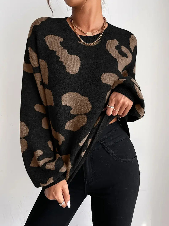 Levoire | Chemise à manches longues à motif léopard avec col rond