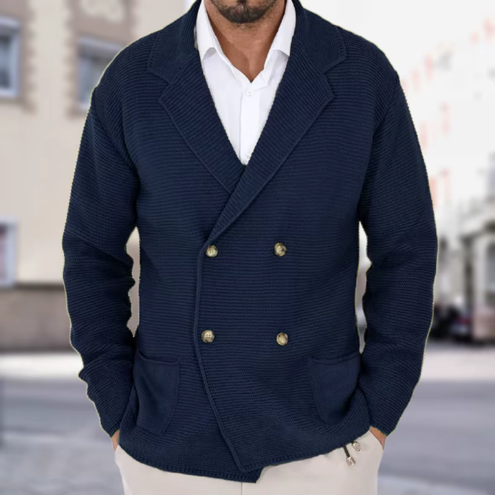 Levoire | Blazer En Tricot Pour Hommes À Double Couche Pour Une Élégance Intemporelle Bleu