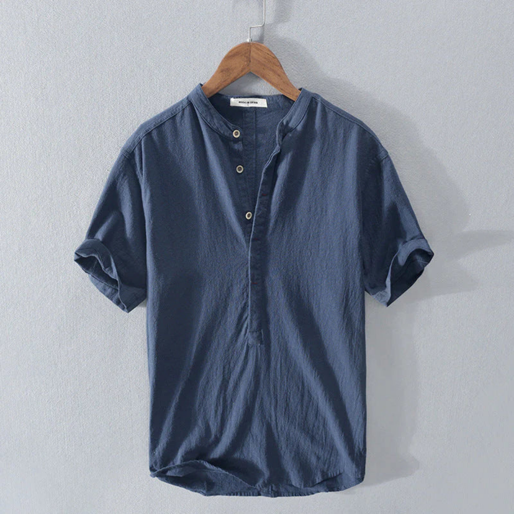 Levoire | Chemise D'Été Légère Avec Col Montant Bleu marine