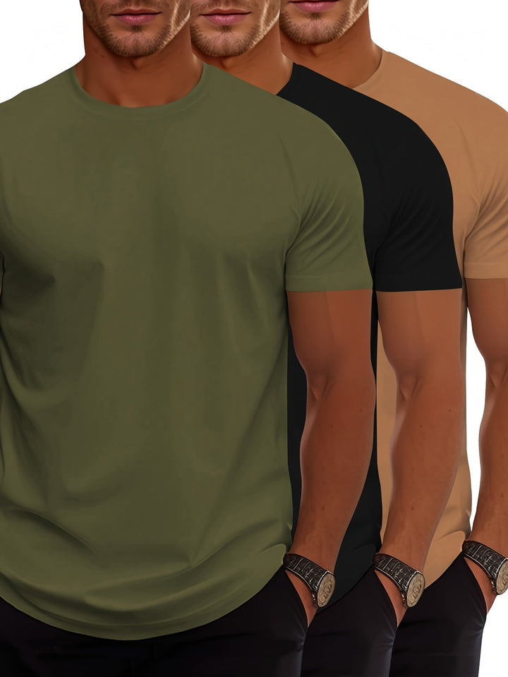 Levoire | Pack De 3 T-Shirts Pour Hommes À Manches Courtes, Couleurs Unies Estivales Couleur mixte