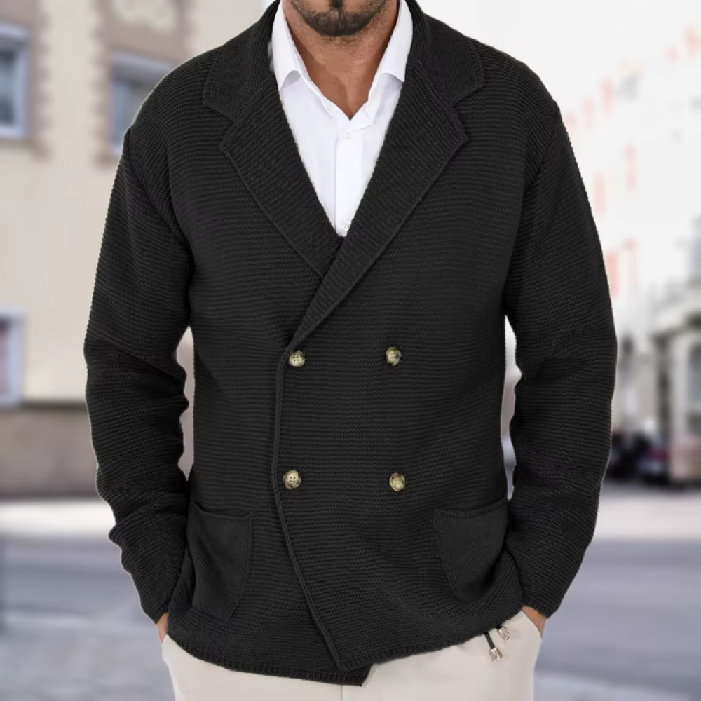 Levoire | Blazer En Tricot Pour Hommes À Double Couche Pour Une Élégance Intemporelle Noir