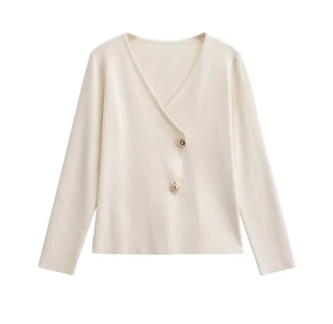 Levoire | Veste En Tricot Élégante Avec Détails En Boutons Blanc