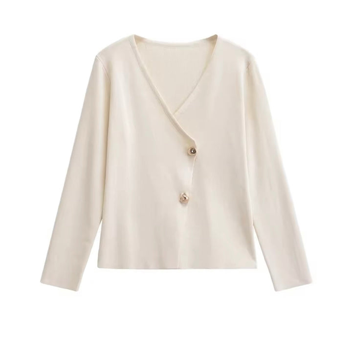 Levoire | Veste En Tricot Élégante Avec Détails En Boutons Blanc