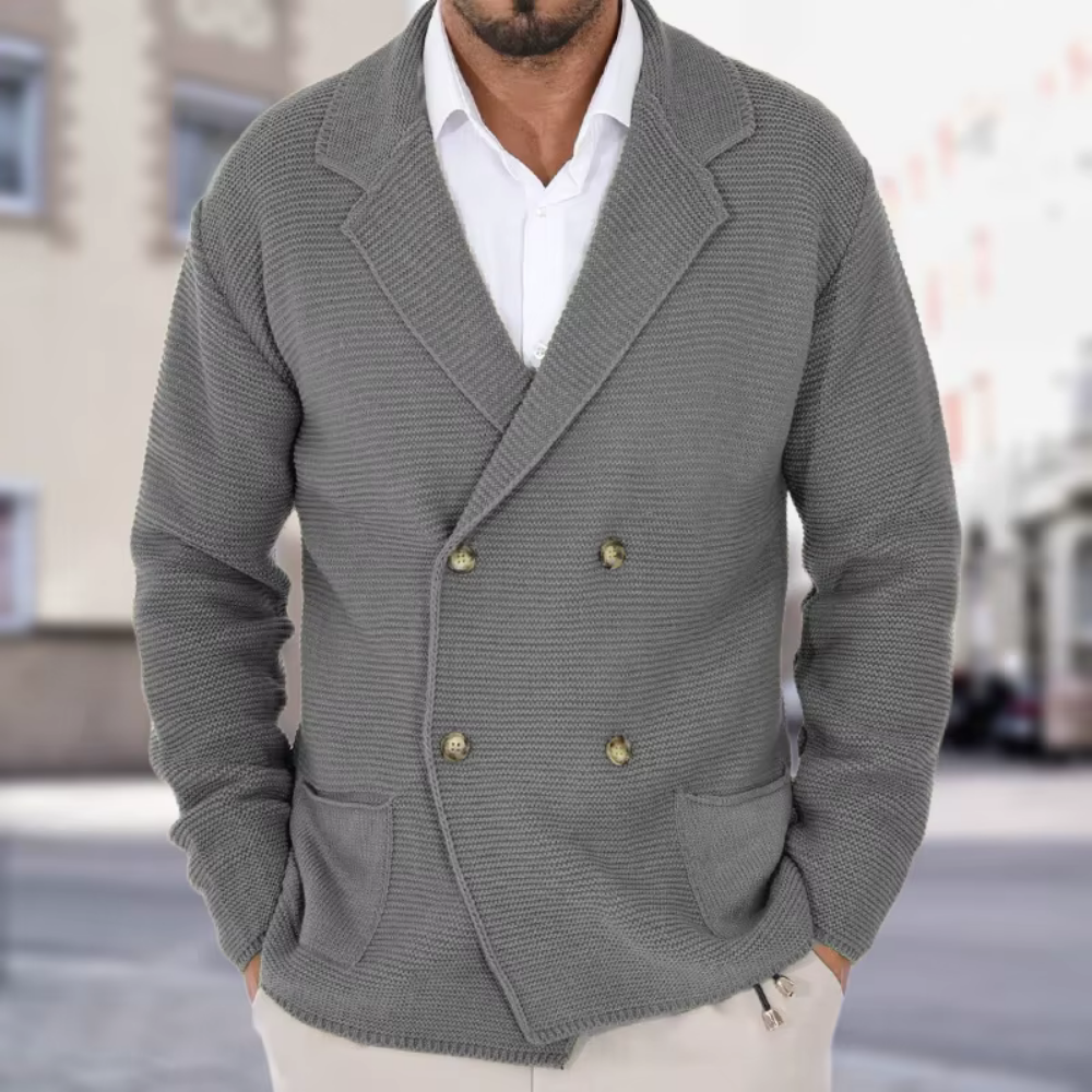 Levoire | Blazer En Tricot Pour Hommes À Double Couche Pour Une Élégance Intemporelle Gris