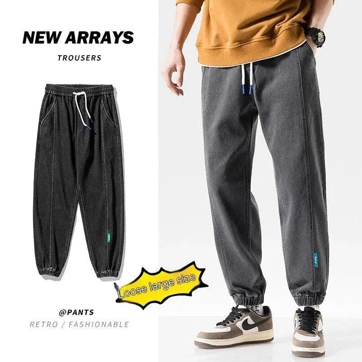 Levoire | Pantalons en jean pour hommes grande taille à jambe ample Noir