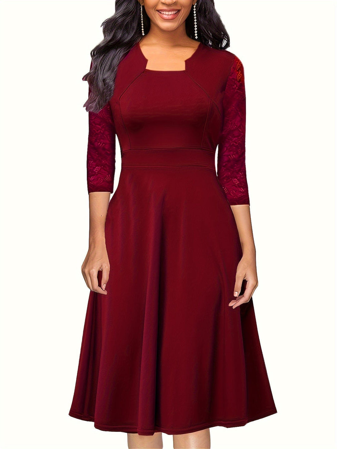 Levoire | Robe Femme Avec Des Détails En Dentelle Parfaite Pour Les Occasions Formelles Bourgogne