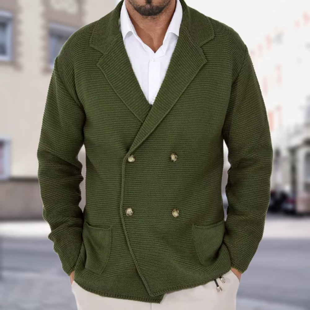 Levoire | Blazer En Tricot Pour Hommes À Double Couche Pour Une Élégance Intemporelle Vert
