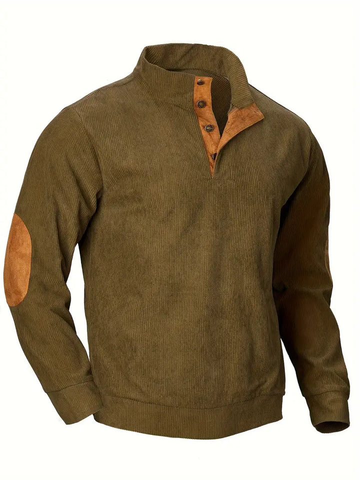 Levoire | Pantalon En Velours Décontracté Avec Col Montant Rétro Et Décolleté En V Pour Hommes Khaki