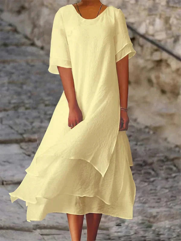 Levoire | Élégante Et Chic Robe Fendue Jaune