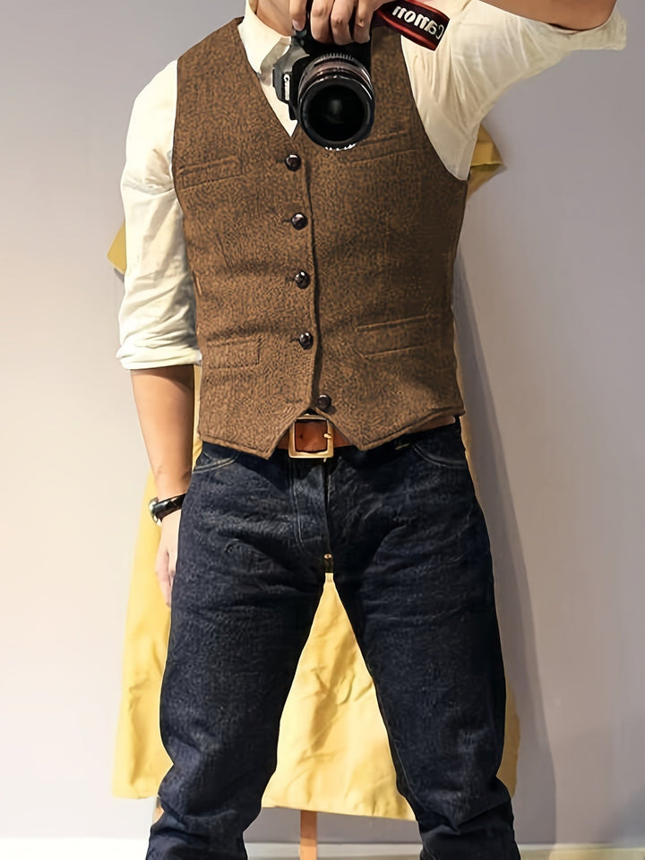 Levoire | Gilet En Laine Inspiré Par La Récolte Du Vin Avec Motif De Toile D'Araignée Hellesruskea-1