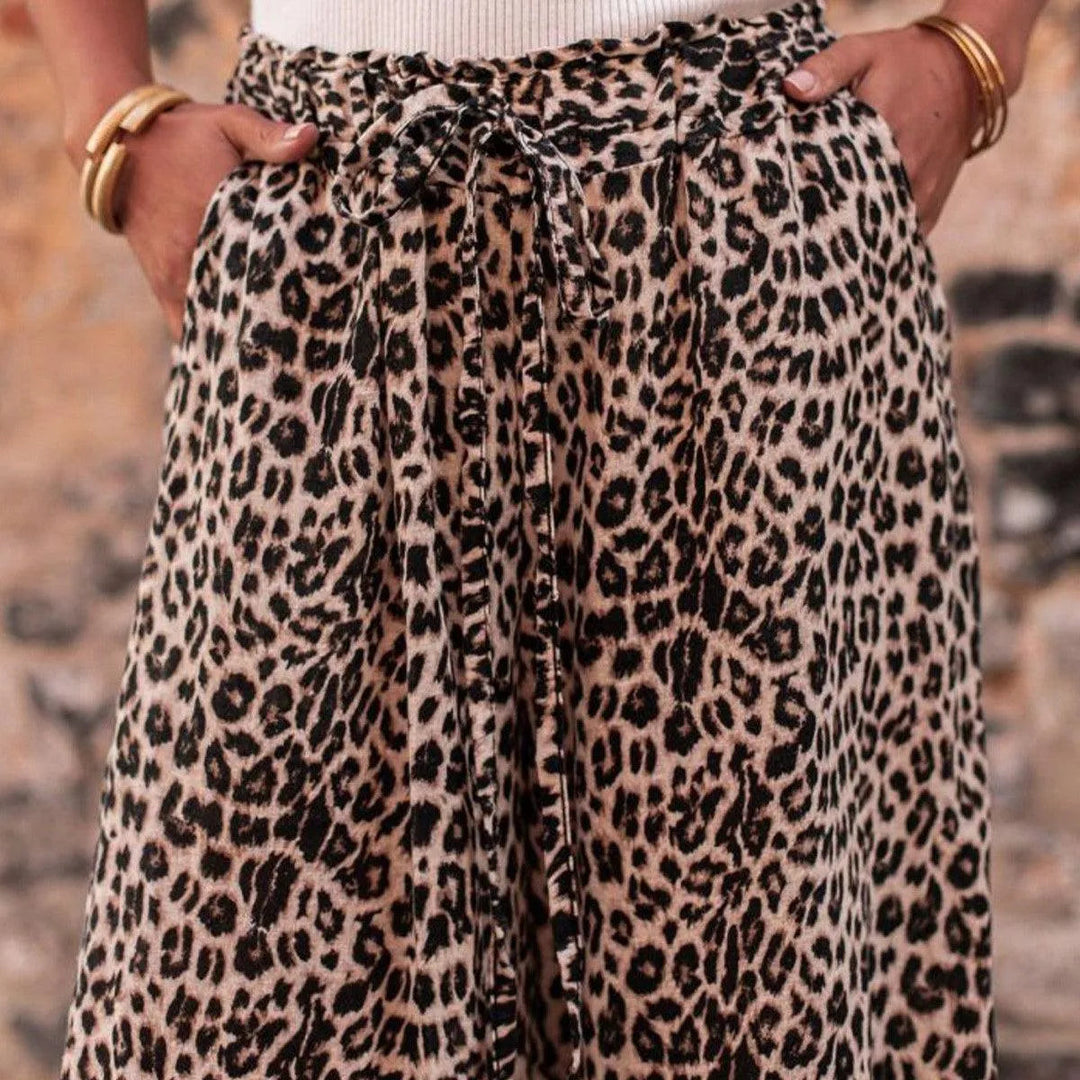 Levoire | Pantalons à larges jambes motif léopard avec poche