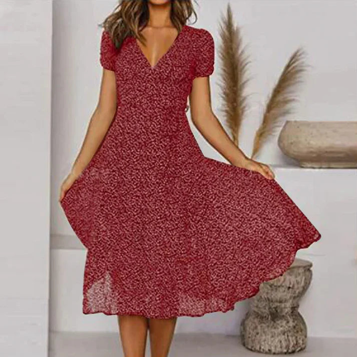 Levoire | A -Lignes-Robe Avec Décolleté En V Et Ourlet Flottant Rouge bordeaux
