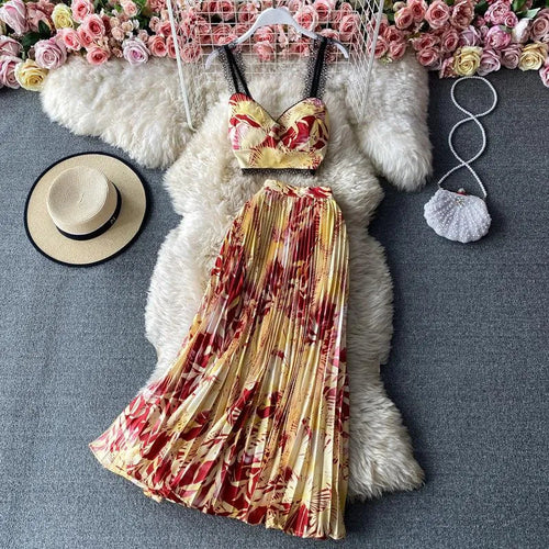 Levoire | Ensemble sans manches à deux pièces avec motif floral