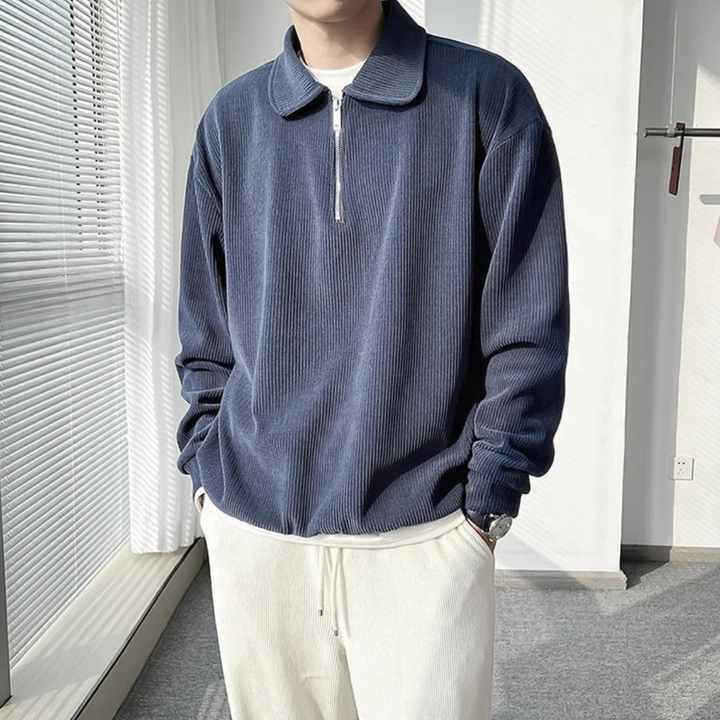 Levoire | Pull Moderne Pour Homme Avec Fermeture Éclair Bleu