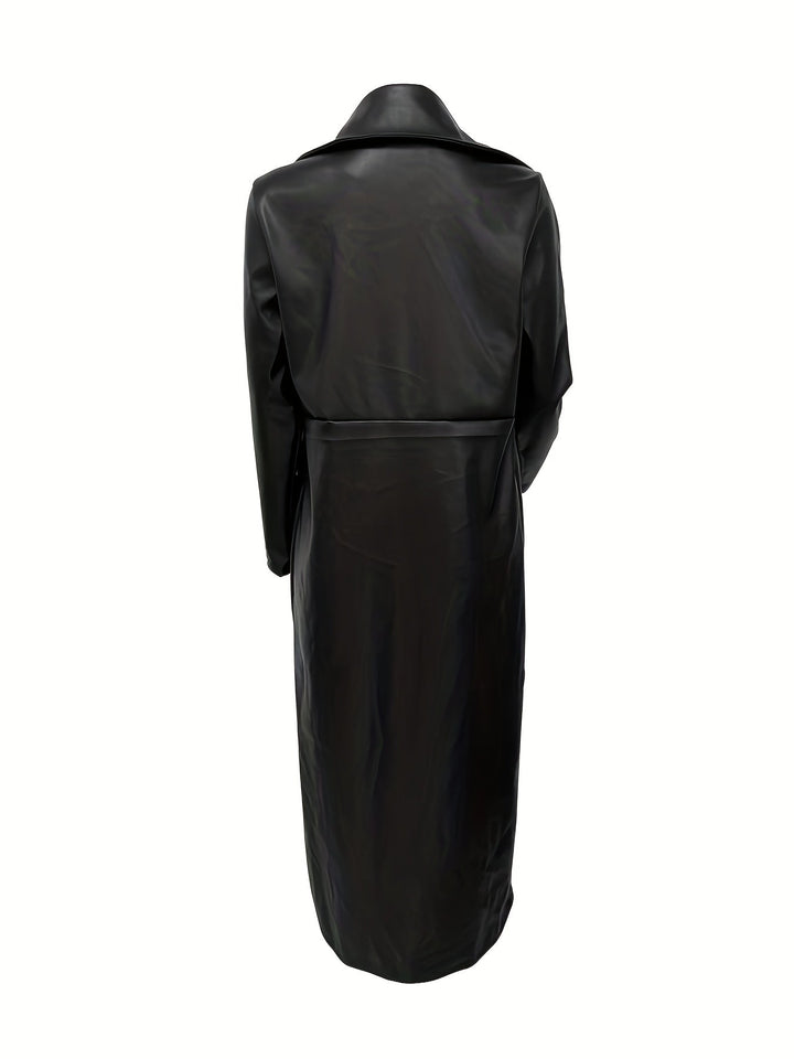 Levoire | Manteau Long Élégant En Look Cuir