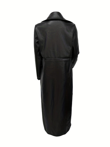 Levoire | Manteau Long Élégant En Look Cuir