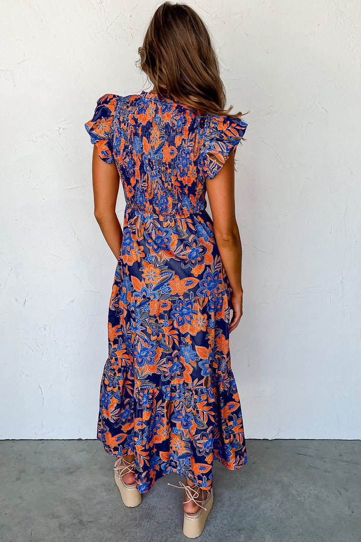 Levoire | Robe À Fleurs Avec Décolleté En V Et Volants
