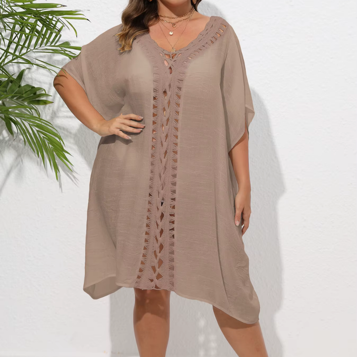Levoire | Kaftan De Plage Aéré Avec Détails En Crochet Élégants Braun Une taille