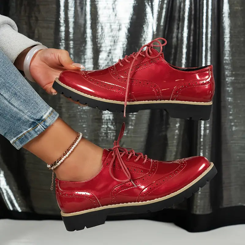 Levoire | Chaussures Vernis De Style Oxford Avec Semelle Épaisse Pour Femmes