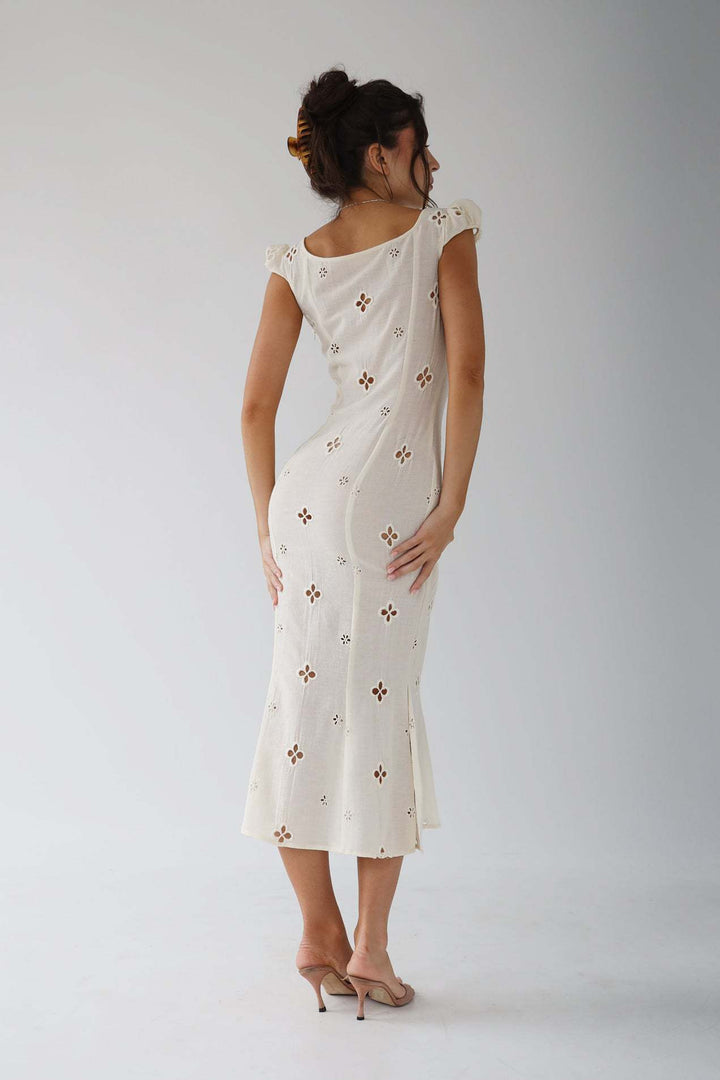 Levoire | Viininkeruu Brodé Kalaskjørt Midi Robe