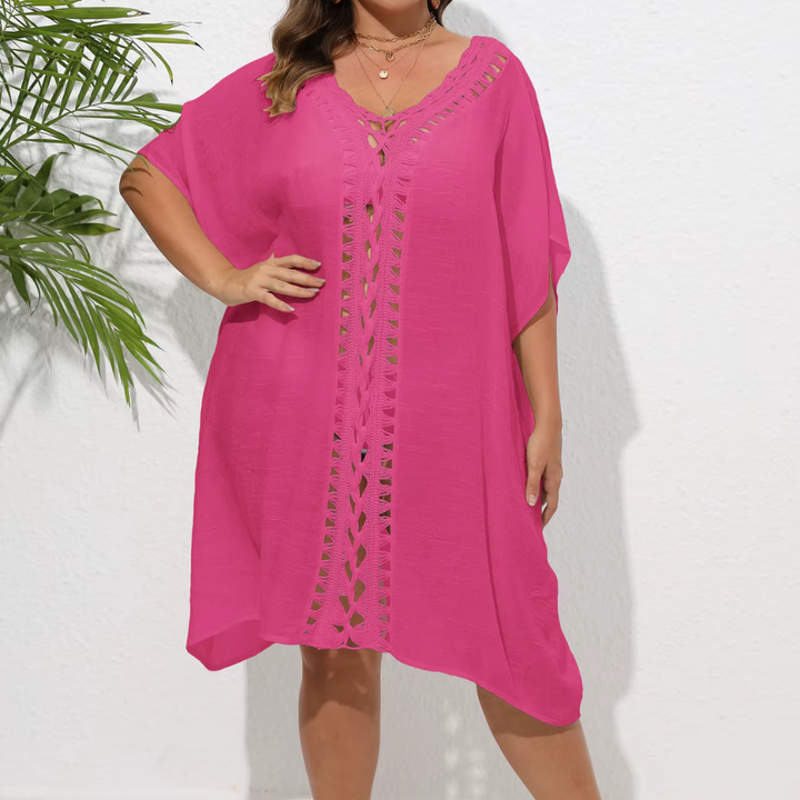 Levoire | Kaftan De Plage Aéré Avec Détails En Crochet Élégants Rosa Une taille