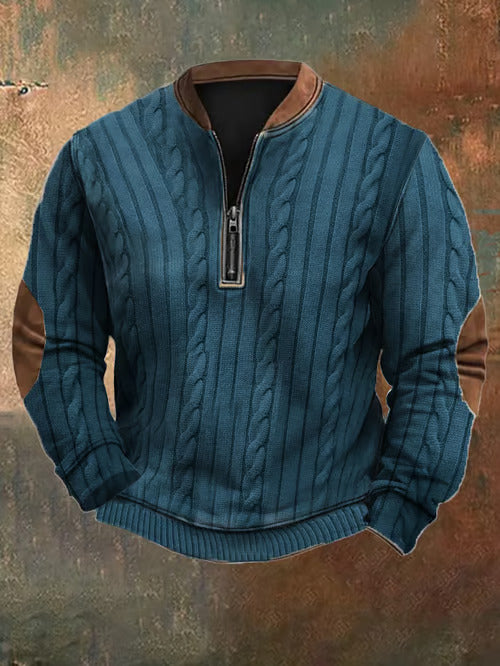 Levoire | Pull En Tricot Classique Avec Fermeture Éclair Bleu