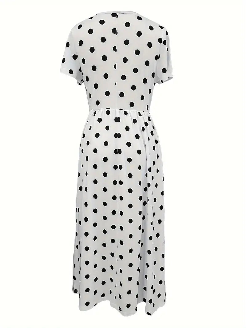 Levoire | Robe Courte À Manches Courtes, Légère, À Pois Avec Col Rond