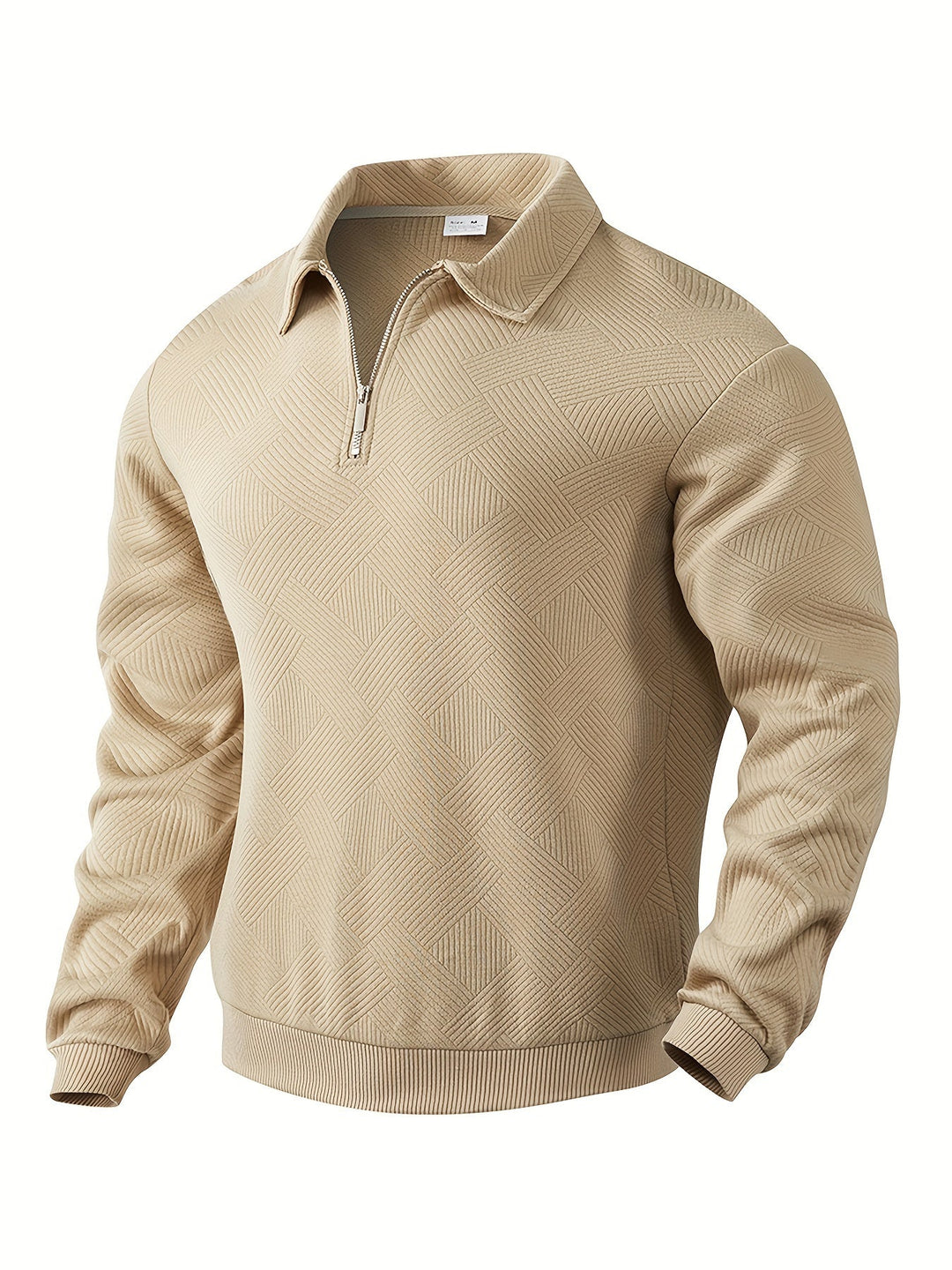 Levoire | Pull Zippé Vintage Avec Design Géométrique Khaki