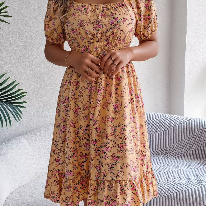 Levoire | Robe Florale Romantique Pour Le Printemps Et L'Été Orange