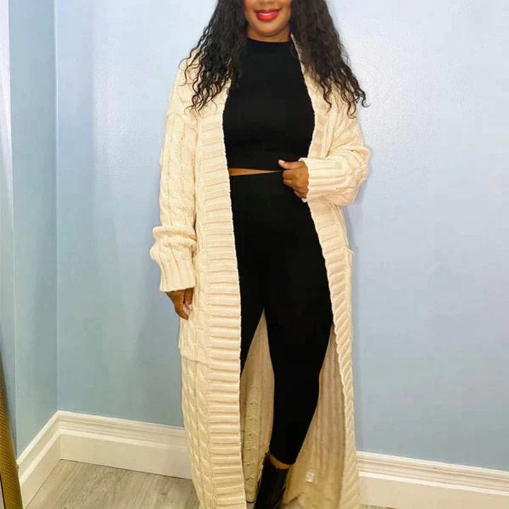Levoire | Veste En Tricot Plus Longue Pour Femmes Abricot