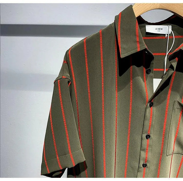 Levoire | Chemise à rayures à manches courtes pour hommes avec une coupe confortable et ample