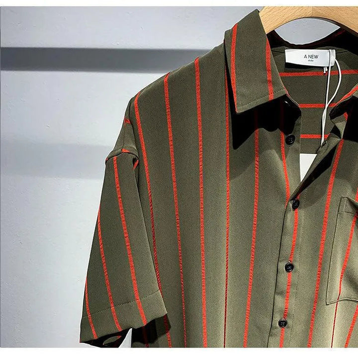 Levoire | Chemise à rayures à manches courtes pour hommes avec une coupe confortable et ample