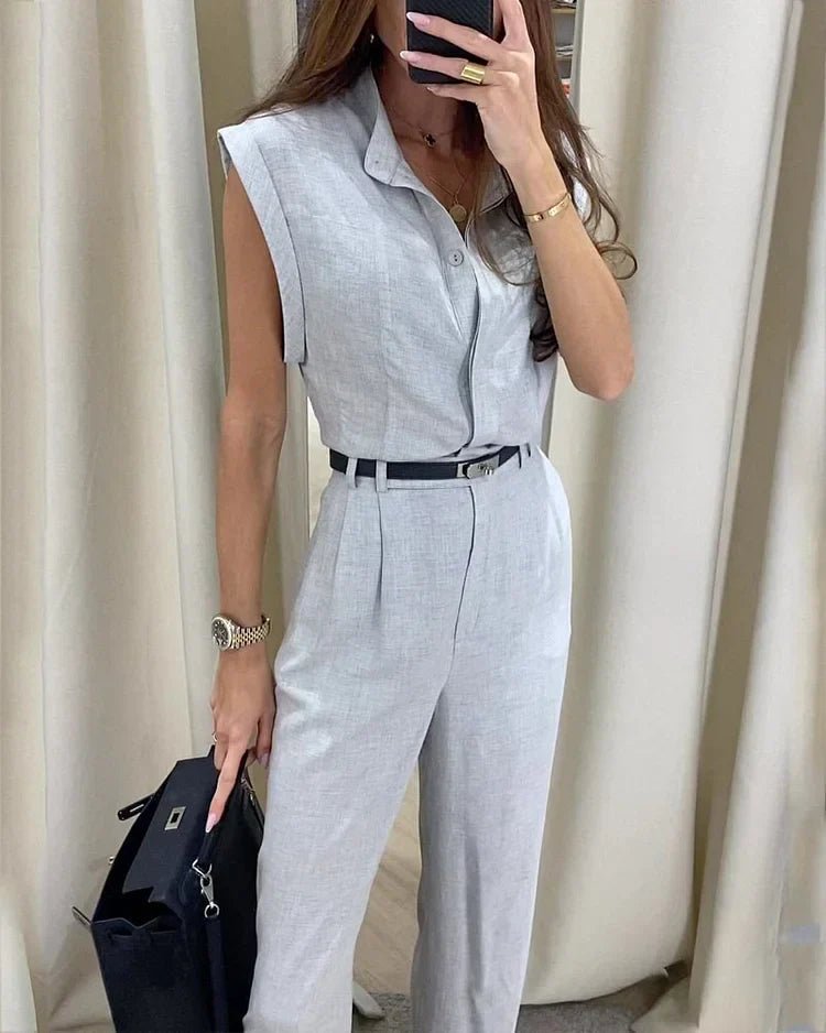 Levoire | Ensemble Élégant Avec Chemise Unie Et Pantalon