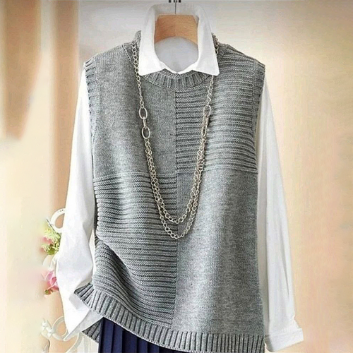 Levoire | Gris Sans Manche Pull Unicolore