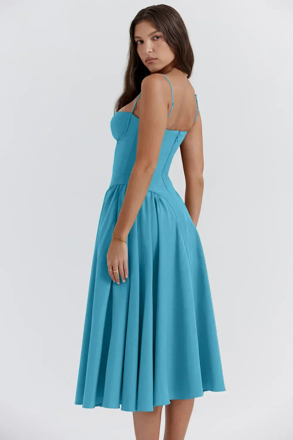 Levoire | Robe Midi Sans Manches Avec Corset