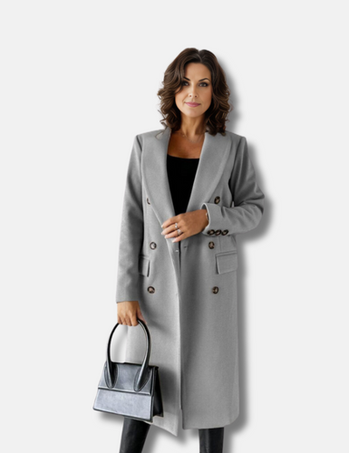 Levoire | Élégant Long Double Boutonné Avec Aspect Laine Pour Femmes